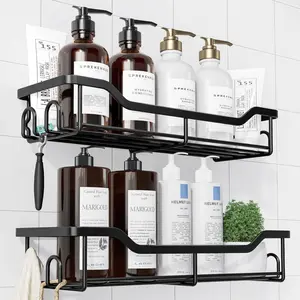 Shower Caddy Large - Adhesive Shower Organizer, Stainless Steel Shower Shelf for Inside Shower, No Drill Bathroom Organizers and Storage, 2 Pack