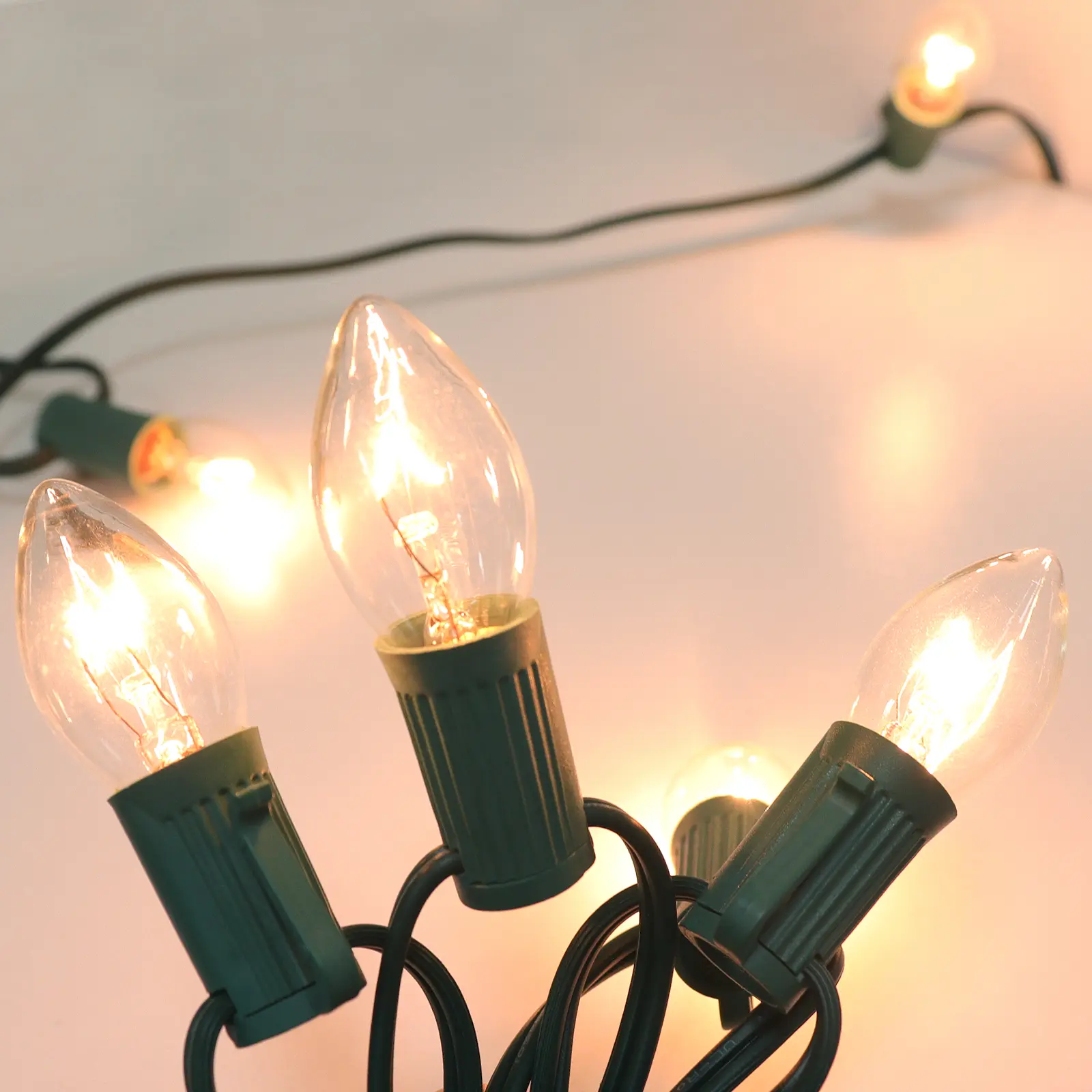 C7 Christmas Lights, 3 Pack 25Ft(3 * 25) Outdoor Christmas String Lights with 25(3 * 25) Clear Incandescent Bulbs, Christmas Vintage String Light for Patio, Garden, Party Decor