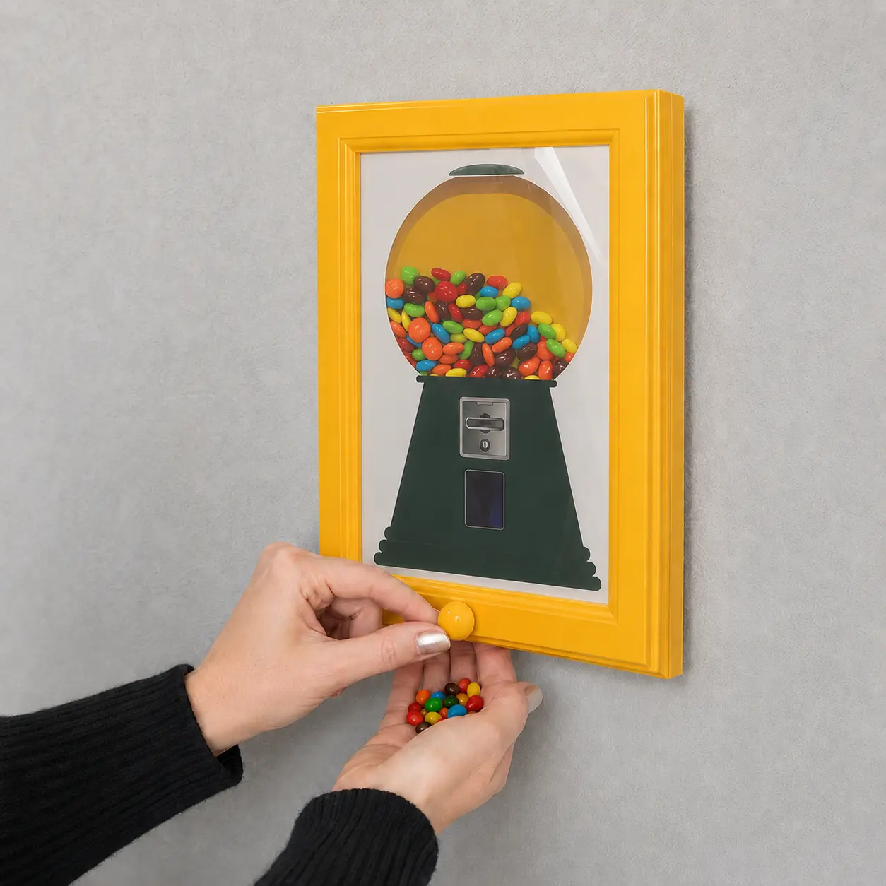 Candy Dispenser Photo Frame, Handy Wall Candy Frame, Wall Mounted Candy Dispenser For Candies, Nuts, Creative Bubble Gum Machine for Home Decor, Office Desktop (Pink) Decoration，halloween，pumpkin，spooky，jack-o
