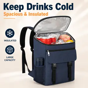 Lightbiz Leak-Proof Insulated Cooler Backpack, 30-Can Capacity, 12H Cooling, PEVA Liner, Lightweight, Waterproof Zippers, Multiple Pockets, Comfort Straps, Unisex Look, Ice Storage for Outdoor Beach Camping,summervibes outdoorfun