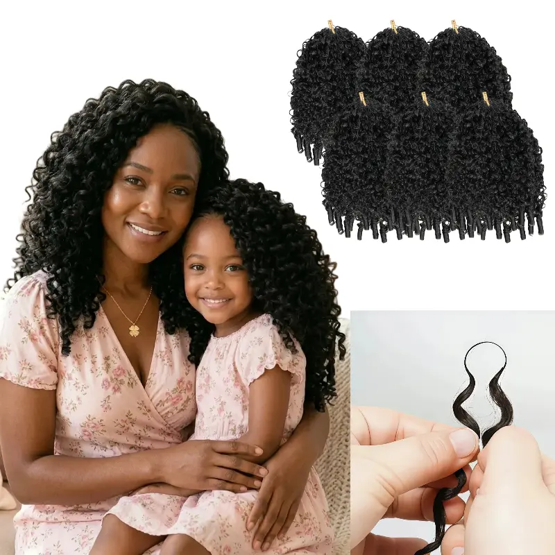 LWIGS Kid Friendly Burmese Curly Feather Crochet Hair Extension 100% Human Hair For Miracle Knots Boho Braids Pre-Separated 60 Strands/ Bundle