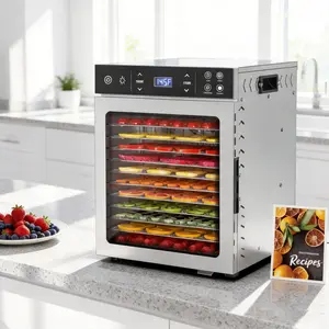 Slendor 10/12/16-Tray Food Dehydrator,800W Electric Dehydrator Machinewith 4 Presets, Digital Control, For Jerky, Herbs, Veggies & Dog Treats