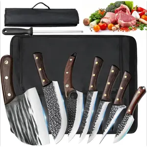 MDHAND Kitchen Knife Set, Butcher Knife, Boning Knife, Meat Cleaver, Non-Stick High Carbon Stainless Steel, Hand Forged Serbian Chef Knife, Meat Cutting Knife for Home Kitchen & Camping BBQ, Gifts#Summervibes