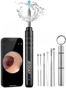 Ear Wax Removal Tool Camera, Ear Cleaner with Camera, Ear Scope, Earwax Removal Kit with Otoscope, Ear Canel Cleaning 6 LED Lights 12 Ear Pickers, 1296P HD Black