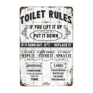 Retro Toilet Rules Humor Tin Sign Gift For Men Women Funny Bathroom Artwork Decor Inspired Tin Metal Sign Unique Gift Idea For Toilet Humor Enthusiasts