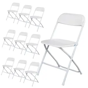 12/6/4//2 Pack, Heavy Duty Portable Folding Chair, Indoor & Outdoor White Stackable Commercial Folding Chair, Comfortable and Lightweight Plastic Folding Chair for Event Office Family Wedding Party Garden, 350 lbs Load Bearing