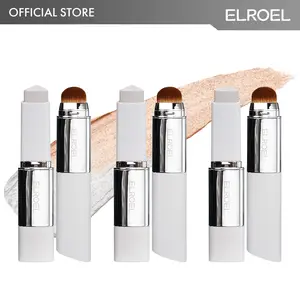 [ELROEL Official Store] ELROEL Blanc Cover Cream Stick V White (Pack of 3) - Korean Color-Changing Foundation Stick with Volufiline - Medium to Full Coverage Dewy Finish Base Makeup - Dual-Ended with Detachable Brush (13g, 0.04 oz)  #SummerVibes