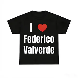 Game Day Apparel Cotton T-Shirt Featuring I Heart Federico Valverde for Fans with Graphic Design