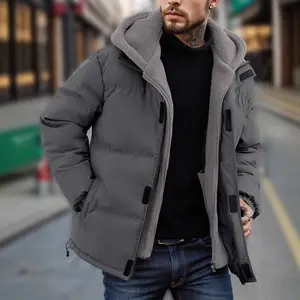BIGWIG men's thick fleece parka, comfortable, loose and breathable, zipper closure, hooded winter jacket, warm and thick, casual and windproof, designer winter jacket, regular fit casual wear, everyday Christmas gift, Thanksgiving, Christmas