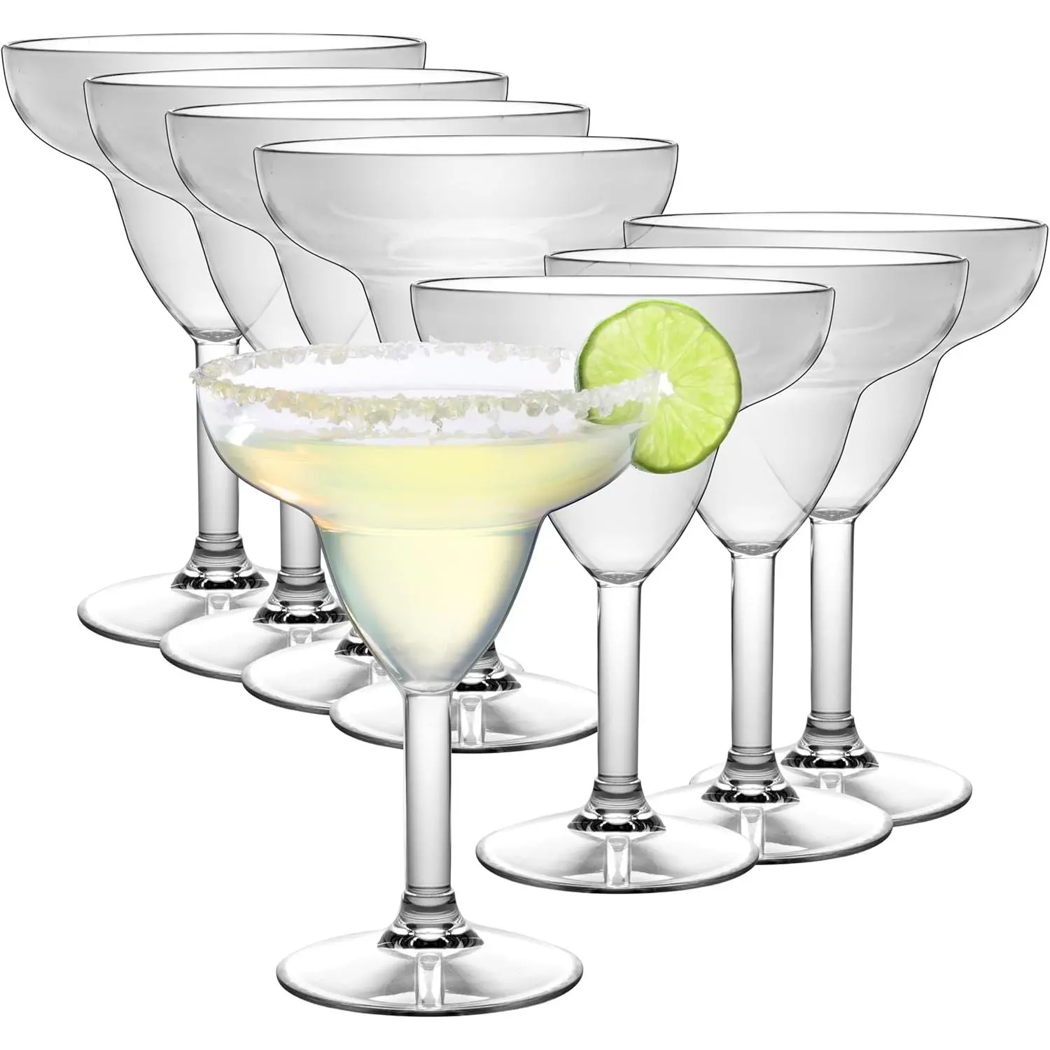D'Eco Unbreakable Margarita Glasses (Set of 8, 12 oz Tritan Glassware) Reusable Shatterproof Drinkware for Tequila & Margs-Great for Hosting & Parties