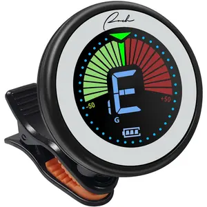 Rechargeable Guitar Tuner Clip On for Acoustic/Electric Guitar, Ukulele, Violin, Bass and Chromatic Tuning Modes - Black
