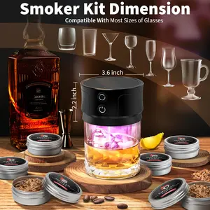 Electric Whiskey Smoker Kit Built-in Lighter - Rechargeable Cocktail Smoker with 6 Wood Chips, No Butane Needed | Perfect Valentine‘s Day Gift for Boyfriend, Husband, Dad, Men | Bourbon Whiskey Smoker & Bakeware Wooden Gift Set