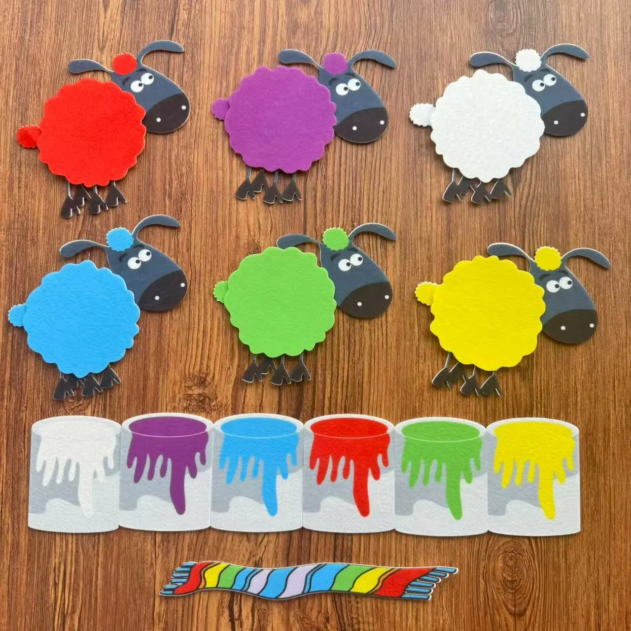 One Sheep Blue Sheep Felt Board Teaching Aids, Crafts, Interactive Classroom Felt Kit for Flannel Boards, Educational Toy for Kids