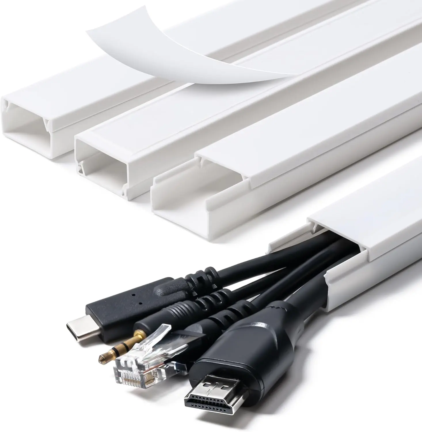 58in Cord Hider, Cable Hider, Cord Covers 4X L14.5 W0.96 H0.58in, White | for Wires on Wall, Paintable Cable Cover Raceway, Wire Hiders for TV on Wall, Cord Concealer, Cord Cable Management