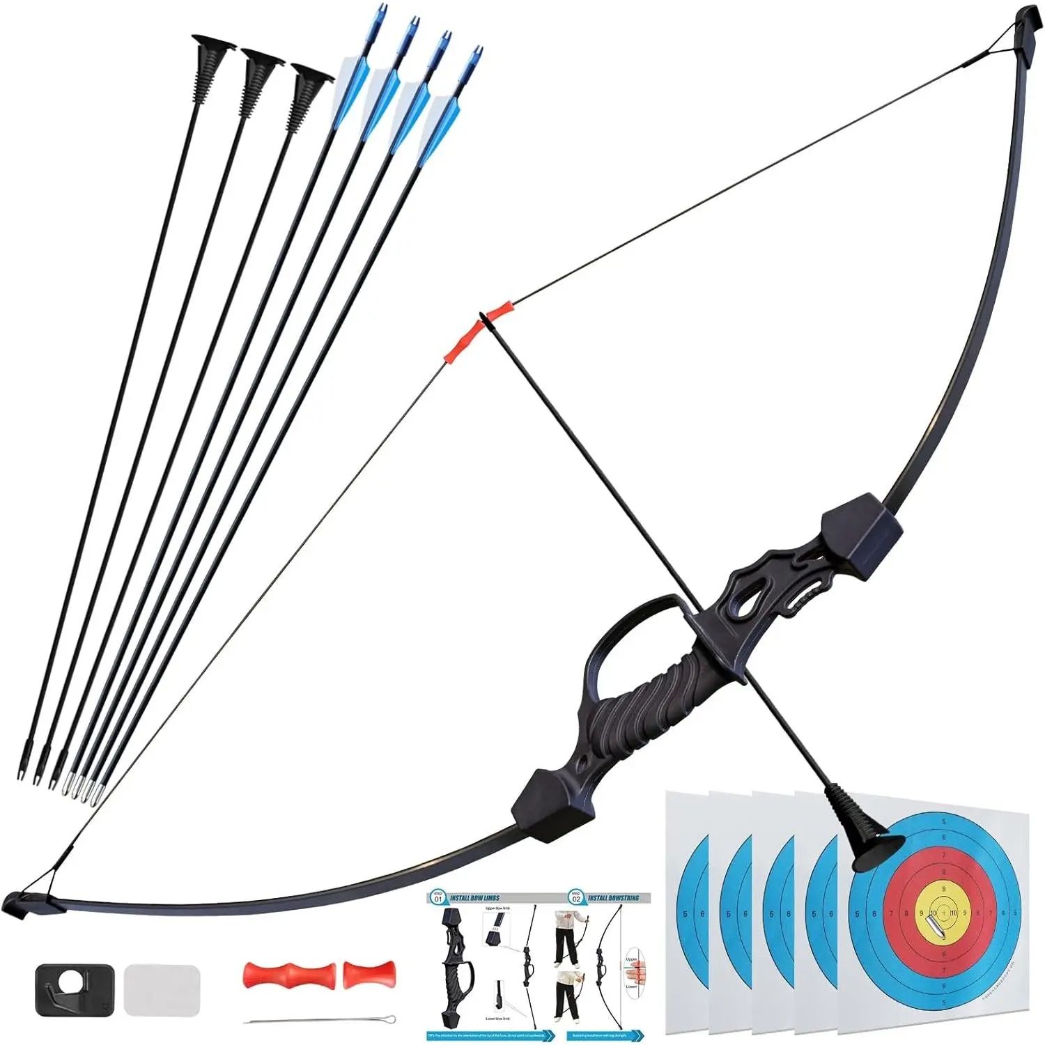 40" Bow and Arrow Set for Teens,Ambidextrous Adult Archery Bow Set with 7 Arrows,Beginner Recurve Bow Gift for Outdoor Backyard Game
