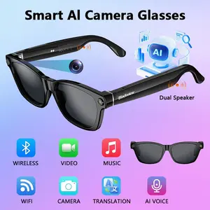 Smart AI Camera Glasses with HD Photochromic Lenses, 165+ Languages Real-Time Translation for Travel Outdoor Adventures Hands-Free Video Recording & Calls