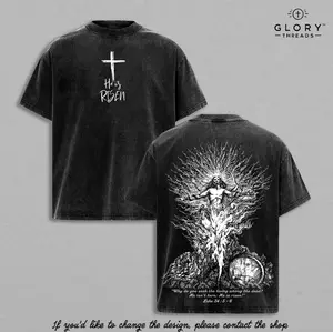 He Is Risen Vintage Washed Oversized T-Shirt, Jesus Resurrection Easter Christian Graphic Tee, Heavy Cotton Unisex Faith Streetwear Shirt, Luke 24:5–6 Bible Verse Religious Top, Easter Sunday Christian Apparel