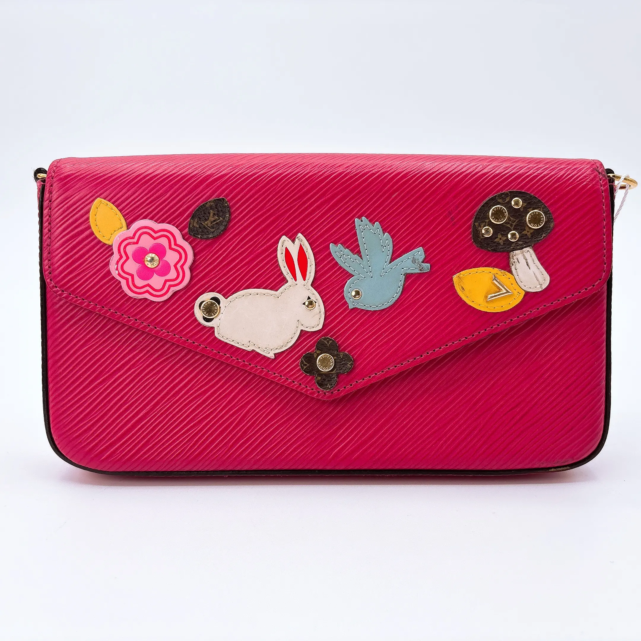 Pre-owned Louis Vuitton Pochette Felicie Epi Leder Pink