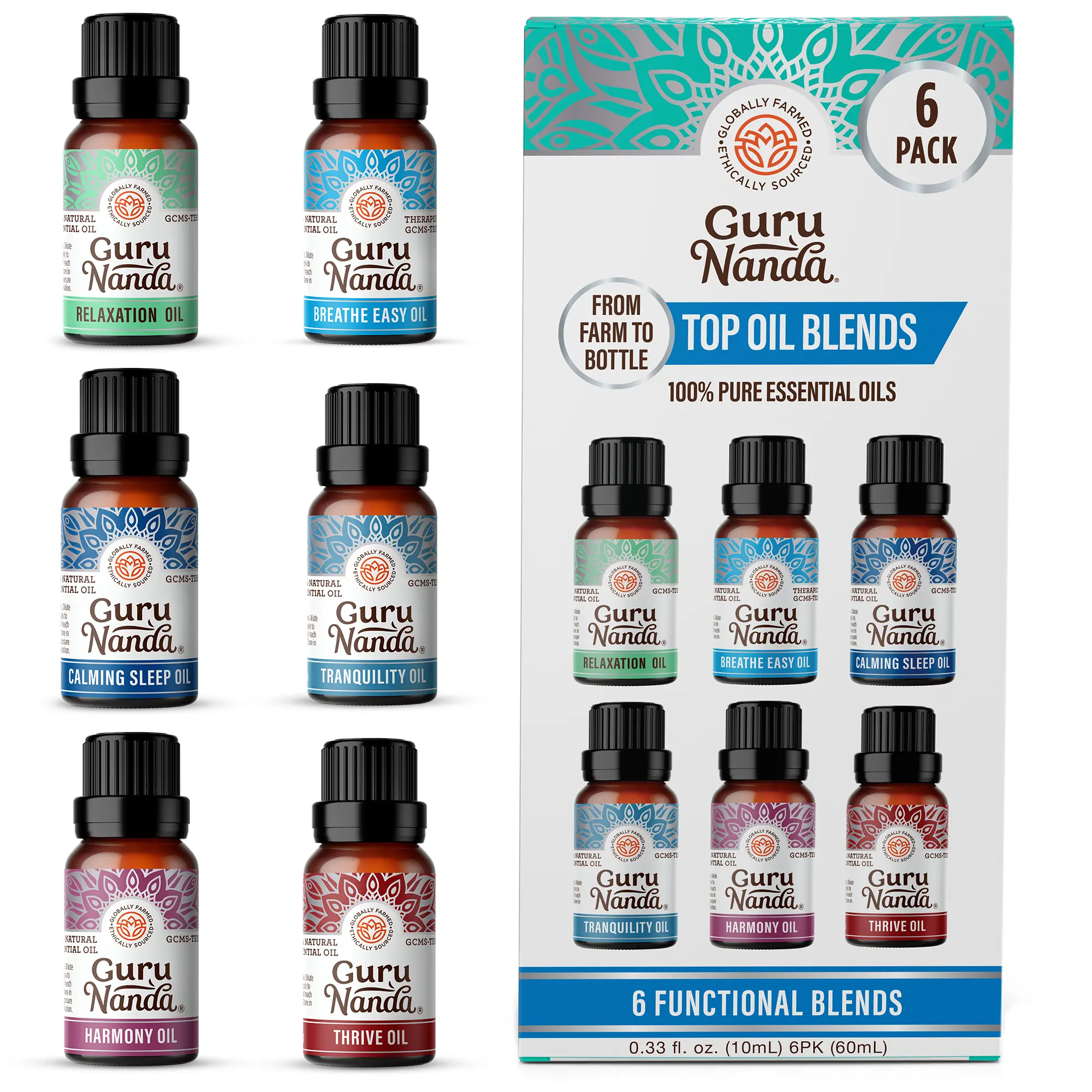 GuruNanda 6 Essential Oil Blends Set - Wellness Aromatherapy GuruNanda 6 Essential Oil Blends Set - Wellness Aromatherapy