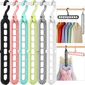Closet Organizers and Storage,College Dorm Room Essentials,Pack of 6 Multifunctional Organizer Magic Space Saving Hangers with 9 Holes Storage Organization for Wardrobe Closet HEYHOUSE