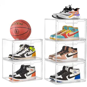 5 Pack Clear Stackable Shoe Organizer Box with Lids,  Shoes Box with  Doors, Transparent Shoe Storage Bins Closet Organizers, Shoes Containers For Sneaker Display, Fit up to  Size16