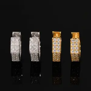 Hexagon Pavé Hoop Earrings Lab Diamond – 14k Gold