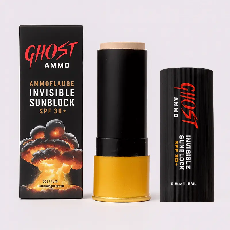GHOSTAMMO Ammoflage Invisible Sunblock Stick SPF 30+ Broad Spectrum Water-Resistant All-Natural Physical Sunscreen 0.5 oz for Everyday Use - Facial
