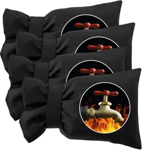 4 Pack Outdoor Faucet Covers for Winter Freeze Protection,5.5 x 7.9 Inch Reusable Waterproof Hose Bib Cover,Thickened Anti-Freeze Faucet Socks for Outdoor Garden,Black