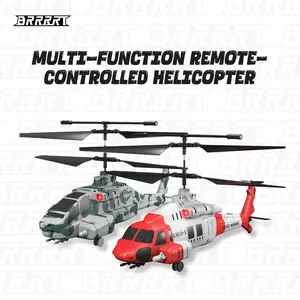 BRRRRT Multifunctional Remote-Controlled Helicopter with Firing Projectiles Six-axis Gyroscope One-touch Takeoff Landing Speed Adjustment Extended-range 2.4G Remote Control Stationary Hovering LED Lighting Effects Perfect Christmas Gift for Children