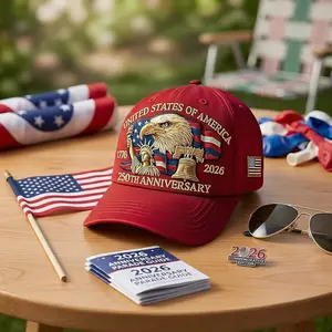 USA 250th Anniversary Hat 1776-2026 Patriotic Eagle Baseball Cap Universal Adjustable Size High Quality Denim Commemorative American Flag Headwear for Men Women Parades National Holidays Celebrations Pride and Honor