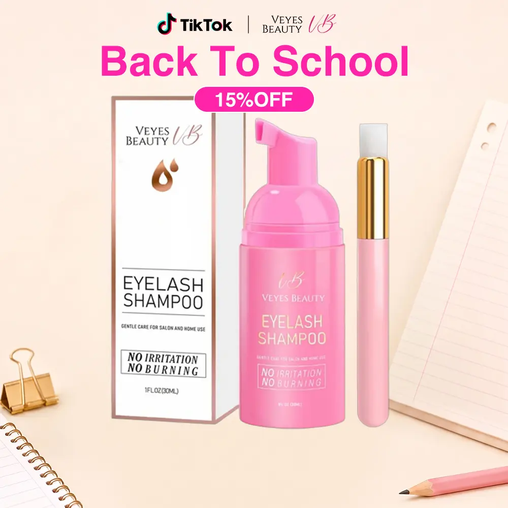 VEYESBEAUTY 30ml Travel-Friendly Eyelash Shampoo Kit with Cleansing Brush, Gentle Cleanser Makeup Remover for Eyelash Extensions Daily Eye Hygiene Care (DIY & Professional Use), Cleaner Brush Eye Makeup Remover, False Eyelash Extension Eye Makeup Remover