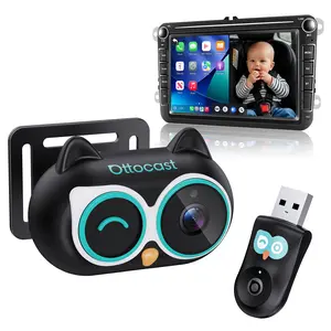 【WIRED CARPLAY & IPHONE REQUIRED】OTTOCAST Baby Car Camera &Wireless CarPlay Adapter,1080P HD Rear Seat Monitor Display on Car Screen,150°Wide Angle No-Glow Night View, Safety for Kids & Infants