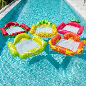 Inflatable Pool Float Mat, Foldable Fruit Float Bed, Water Sports Equipment, Single Person Lounge Chair, Swimming Fun Gear