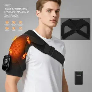 3 Vibration Modes Heating Shoulder Support, Adjustable Shoulder Brace, 2500mah Rechargeable, Extended Strap, Touch Screen Timer, Left Right Universal, Christmas Gift