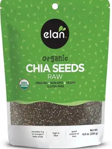 Elan Organic Chia Seeds, 8.8 oz, Natural Raw Black Chia Seeds, Plant-Based, Non-GMO, Vegan, Gluten-Free, Kosher, Gels Easily, Superfood