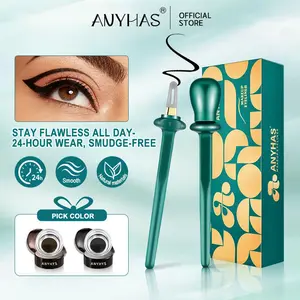 ANYHAS Eyeliner Applicator Kit, Eyeliner Guide With Eyeliner Cream Reusable Silicone Eye Liner Tool Waterproof Eyeliner Easy No-Skip Eyeliner Cosmetic Makeup