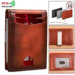Slim Wallet for Men-Cowhide Leather Money Clip Mens Wallets-RFID Blocking Front Pocket Bifold Wallet-Minimalist Credit Card Holder Gift for Him