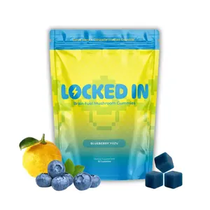 LOCKED IN Brain Fuel Gummies - Clinical Dose of Lion's Mane & Cognizin Citicoline for Memory Clarity and Mental Focus Blueberry Yuzu Flavor 30 Count