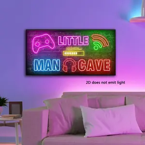 1PC Frameless Gamer Life Neon Color Print Decorative Painting, Sign Game Controller Poster, Sign Player Room, Bathroom Art, Perfect Home Decor, Unframed Wall Art (2D Non-Illuminated)