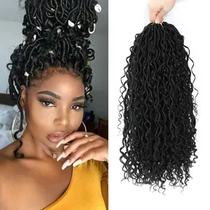 Firstcyh Hair 8Packs Goddess Locs Crochet Hair For Black Women 18 Inch  Faux Locs Crochet Hair Crochet Locs Crochet Hair Pre Looped Crochet Locs River Locs With Curly Ends