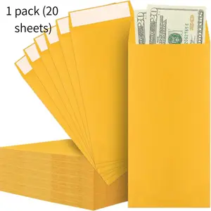 20-Pack Gold Kraft Paper Self-Seal Envelopes  Easy Lick-to-Seal Closure, No Water Needed | Perfect for Office, Business Mail, Love Notes, Surprise Letters to Friends & Lovers, Party Invitations, Cash Gift Cards | Cute Stationery for Couples & Home Office