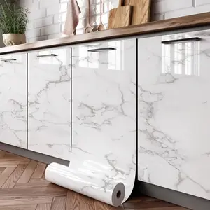 1 roll of peel-to-stick marble Decorative Wallpaper - Self Adhesive Waterproof and oil-resistant PVC, suitable for kitchen backboards, bedroom and living room walls and furniture renovations - easy to apply for home decoration, 40cm*300cm/500cm/1000cm