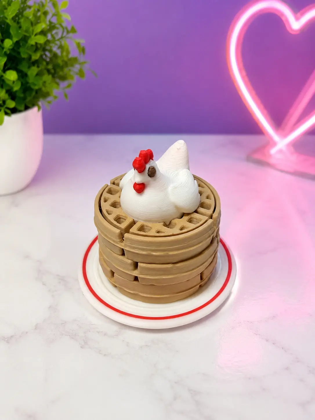 3D Printed Chicken n Waffle Fidget Clicker | Satisfying Desk Toy | Cute Chicken Gift