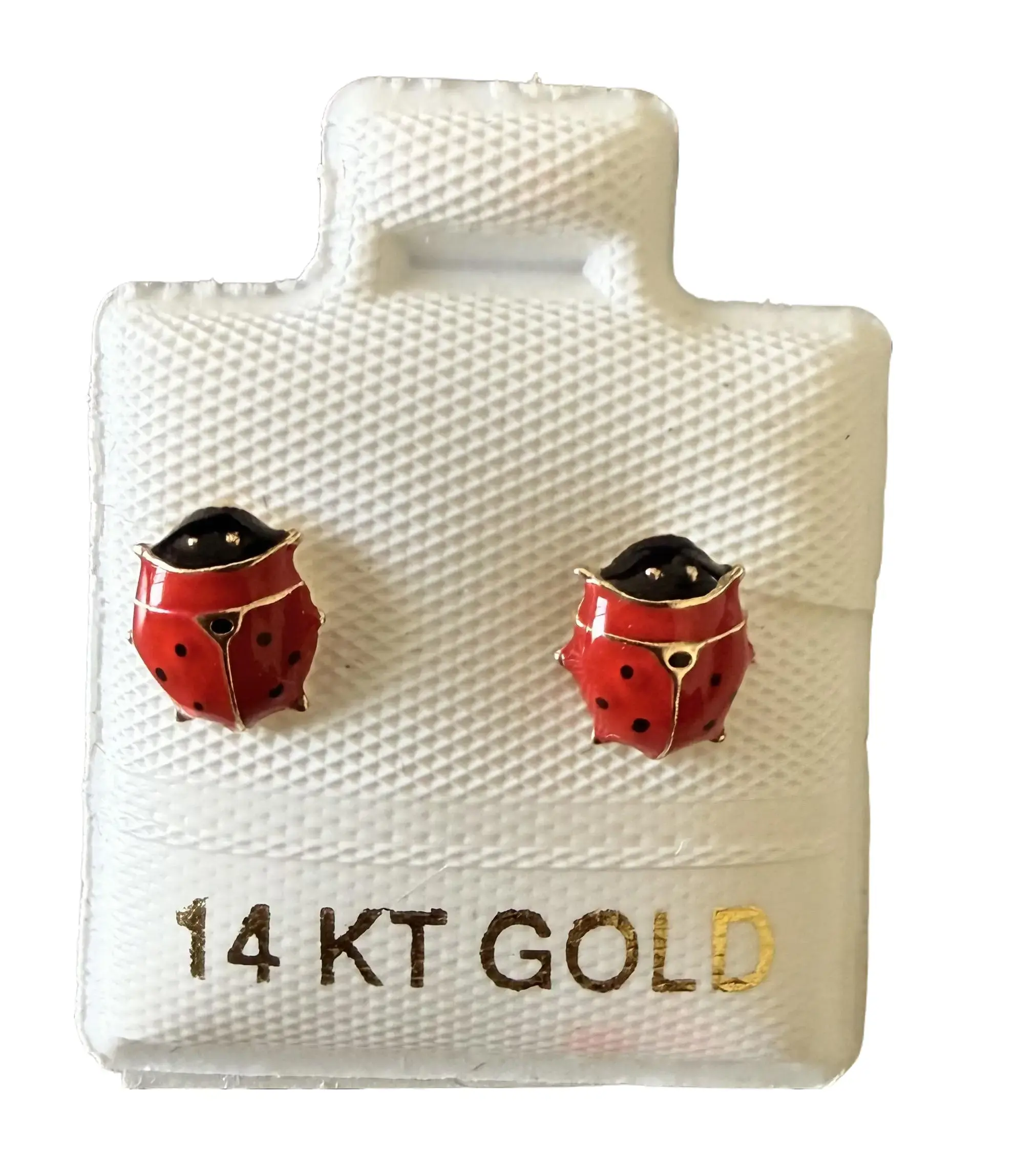 Women's 14 Karat Ladybug Insect Stud Earrings - Alloy, Red Wings, Black Spots, Playful Charm Design, Crew Backs, Enamel Accents, Secure Fit, Ideal Birthday Gift (Choking Hazard: Contains Small Ball), Female, Secure Back