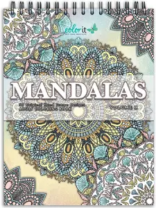 Mandalas Volume X Spiral Bound Adult Coloring Book with 50 Mandala Patterns for Relaxation and Stress Relief - Includes Perforated Pages, Thick Paper, Hardback Covers, and Blotter Page