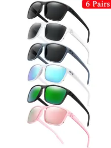 Outdoor Sports Polarized Sunglasses, Rectangle Frame Sunglasses for Men & Women, Sports Eyewear for Hiking & Running