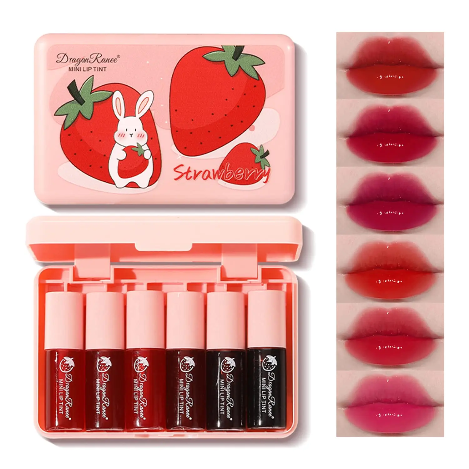 6 colors lip tint stain set, Korean lip gloss, watery lip stain, Multi-use lip & Cheek Tint Moisturizing Mini Liquid Lipstick Hydrating Makeup Tinted