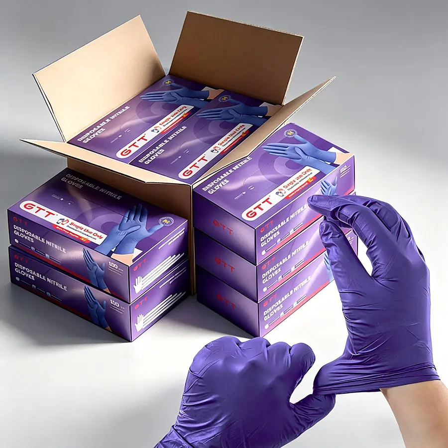 GTT Nitrile Exam Gloves Purple-200/1000Pcs Wholesale, 5.5 Mil Thicken Heavy-Duty Gloves, Tear-resistant pure nitrile Multi Purpose Cleaning Glove, for Nail Art, Hairdressing, Tattoo, Gardening Farming Mechanics Automotive Tool