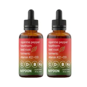 MPDON Advanced Herbal & Vitamin Liquid Formula Cayenne Hawthorn Beet Root Turmeric Ginseng D3 K2 2fl oz 60ml