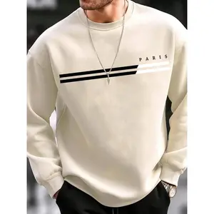 Unisex men’s round-neck patterned sweatshirt, loose casual off-shoulder long-sleeve pullover, outerwear